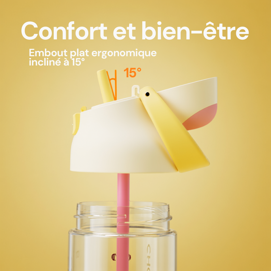 Gourde à paille Kada Cup blanche 550 ml de Chako Lab, avec embout ergonomique.
