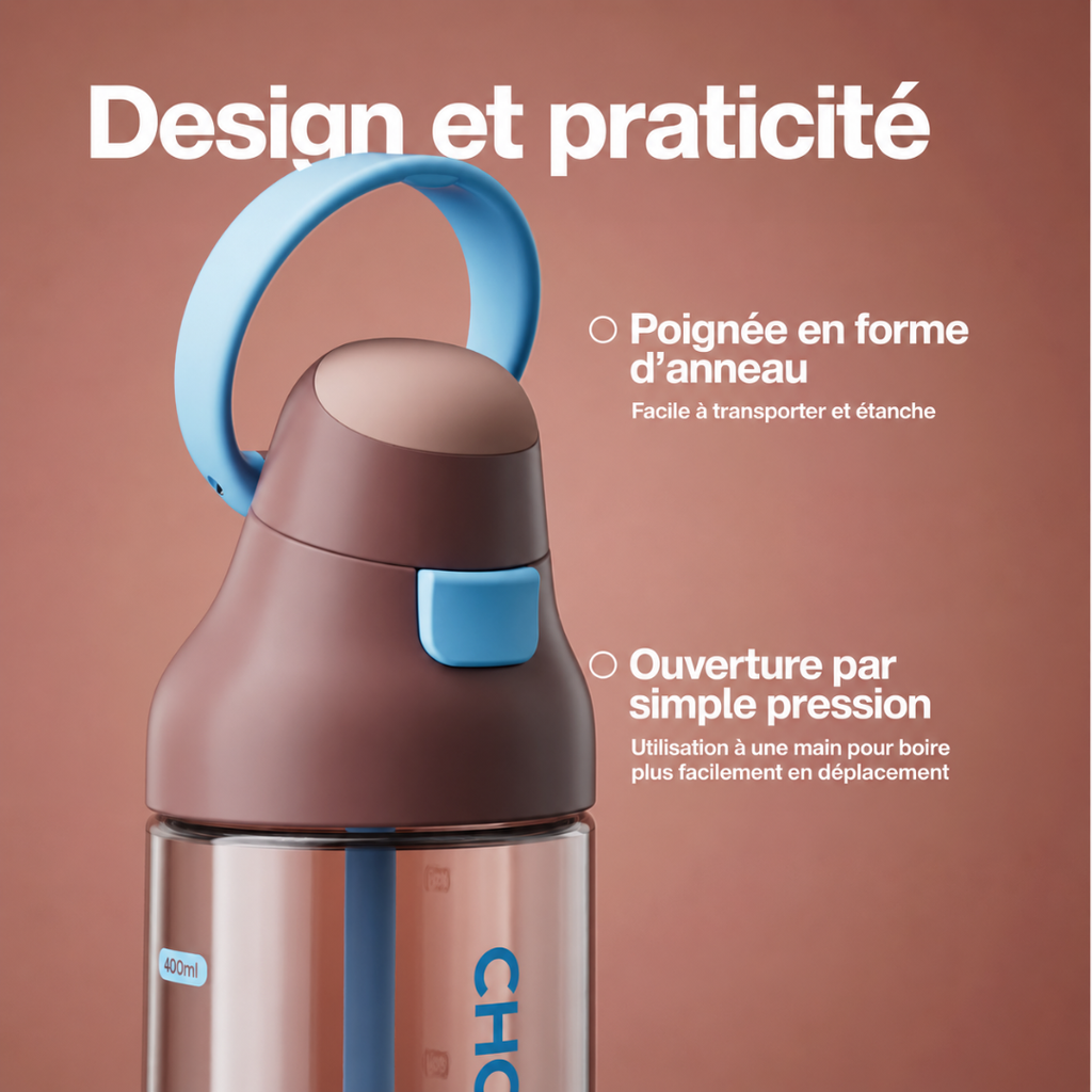  Gourde à paille Kada Cup brune 550 ml de Chako Lab avec un design pratique.