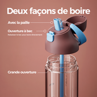  Gourde à paille Kada Cup brune 550 ml de Chako Lab. Deux façons de boire.