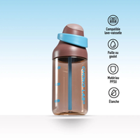  Gourde à paille Kada Cup brune 550 ml de Chako Lab, posée sur fond uni bleu.