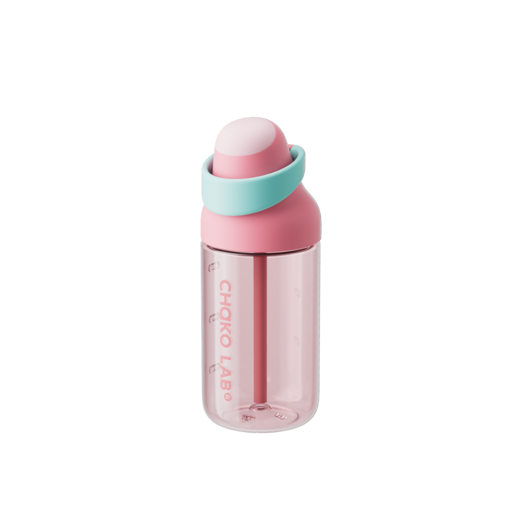 Gourde à paille Kada Cup rose 550 ml de Chako Lab, posée sur fond uni.
