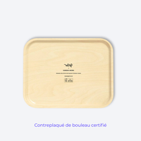 Plateau de service jaune et blanc Wrap Magazine vu de dessous